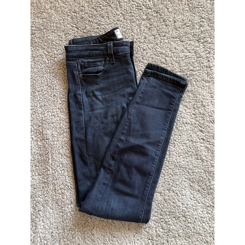 PAIGE 28 Dark Blue Skinny Denim Jeans.